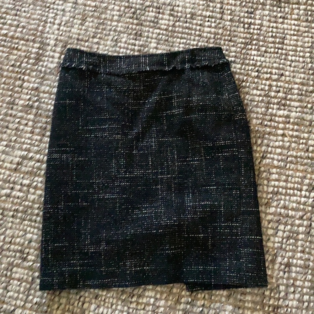 Black and cream boucle pencil skirt